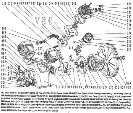 Болт М8х50 022V80 для поршневого блока V80 фото